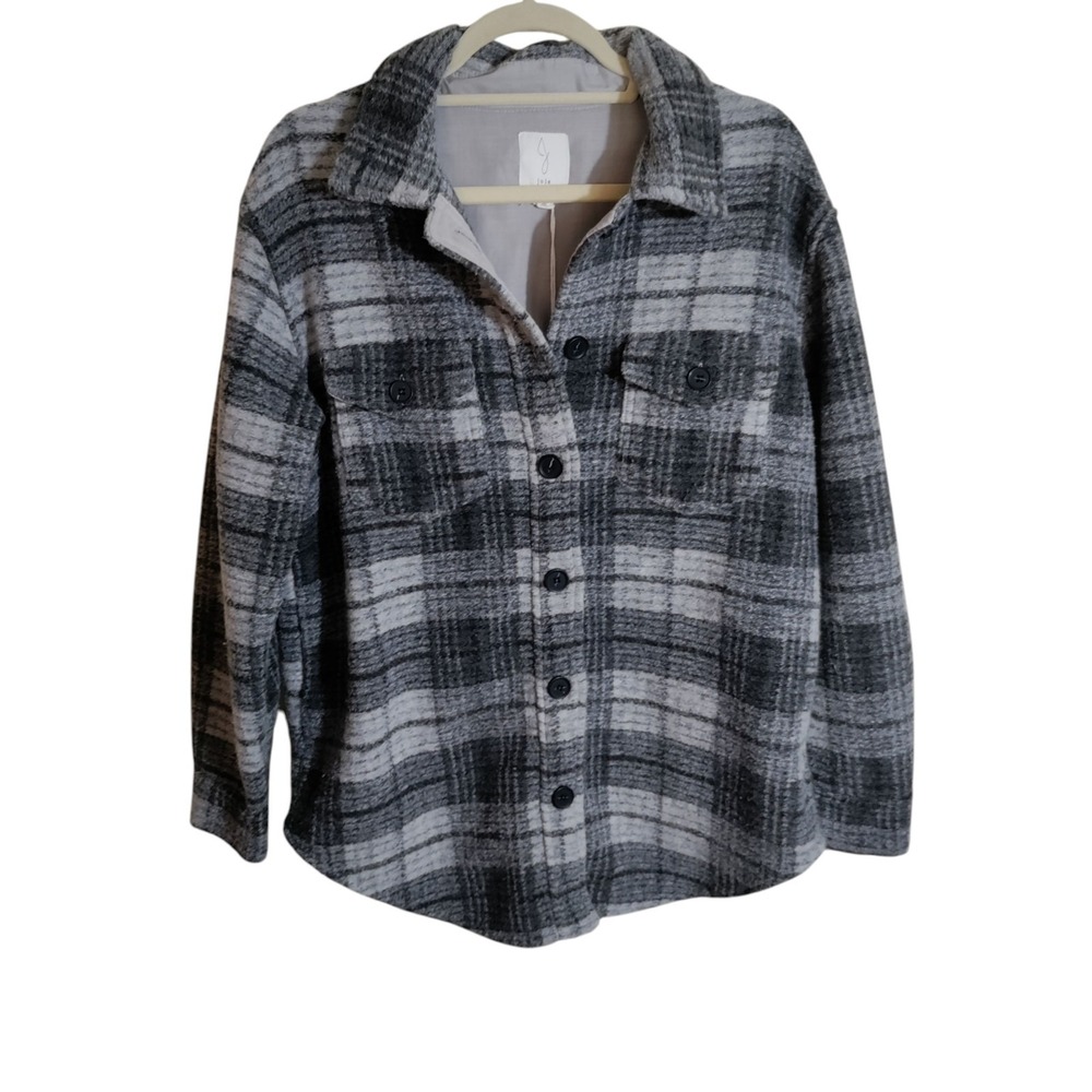 Joie Grey Plaid Shacket Button Front Lined Shirt Jacket Womens Medium